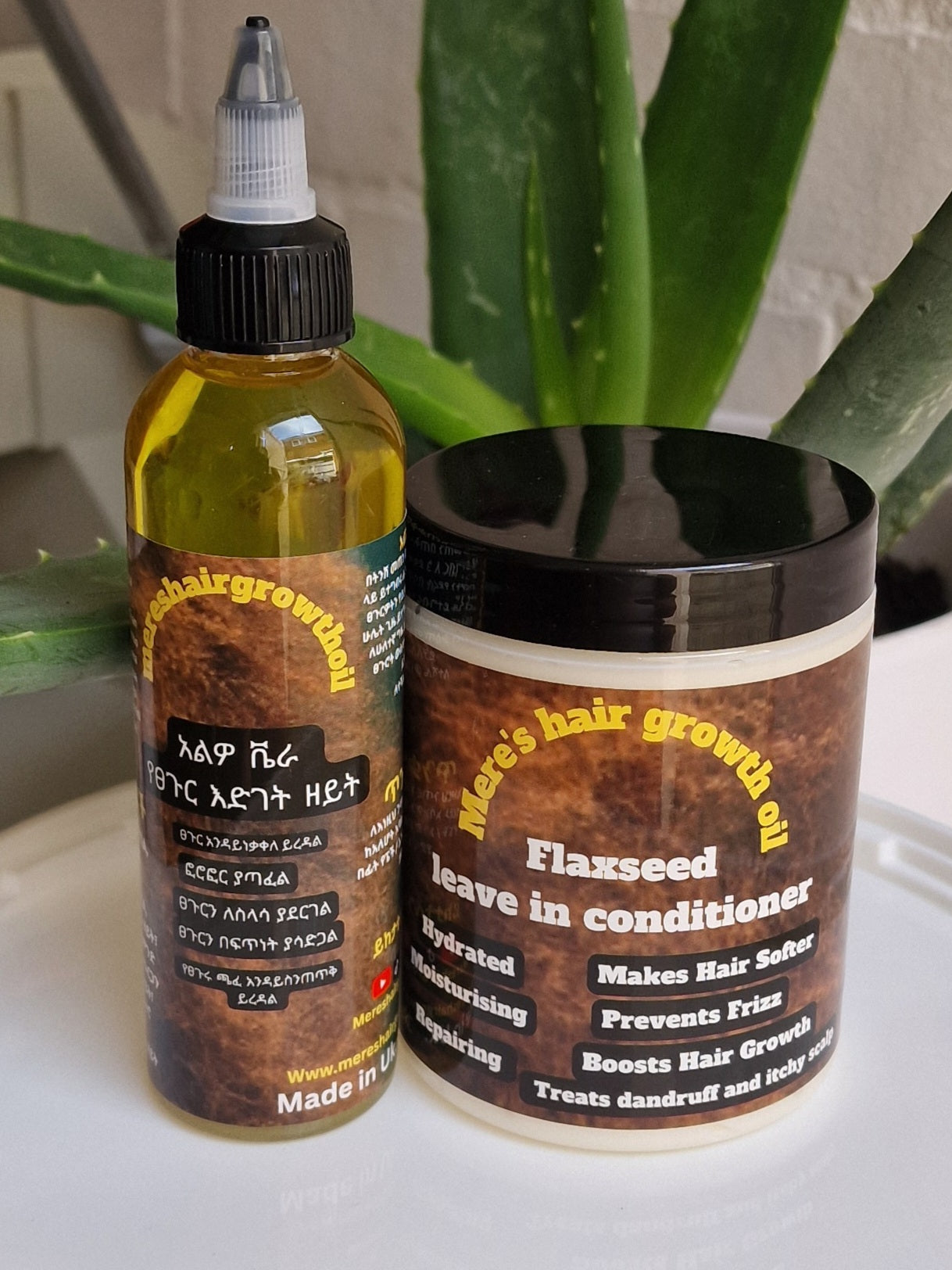 Flaxseed leave in conditioner and Alovera growth oil MERE'S hair growth oil